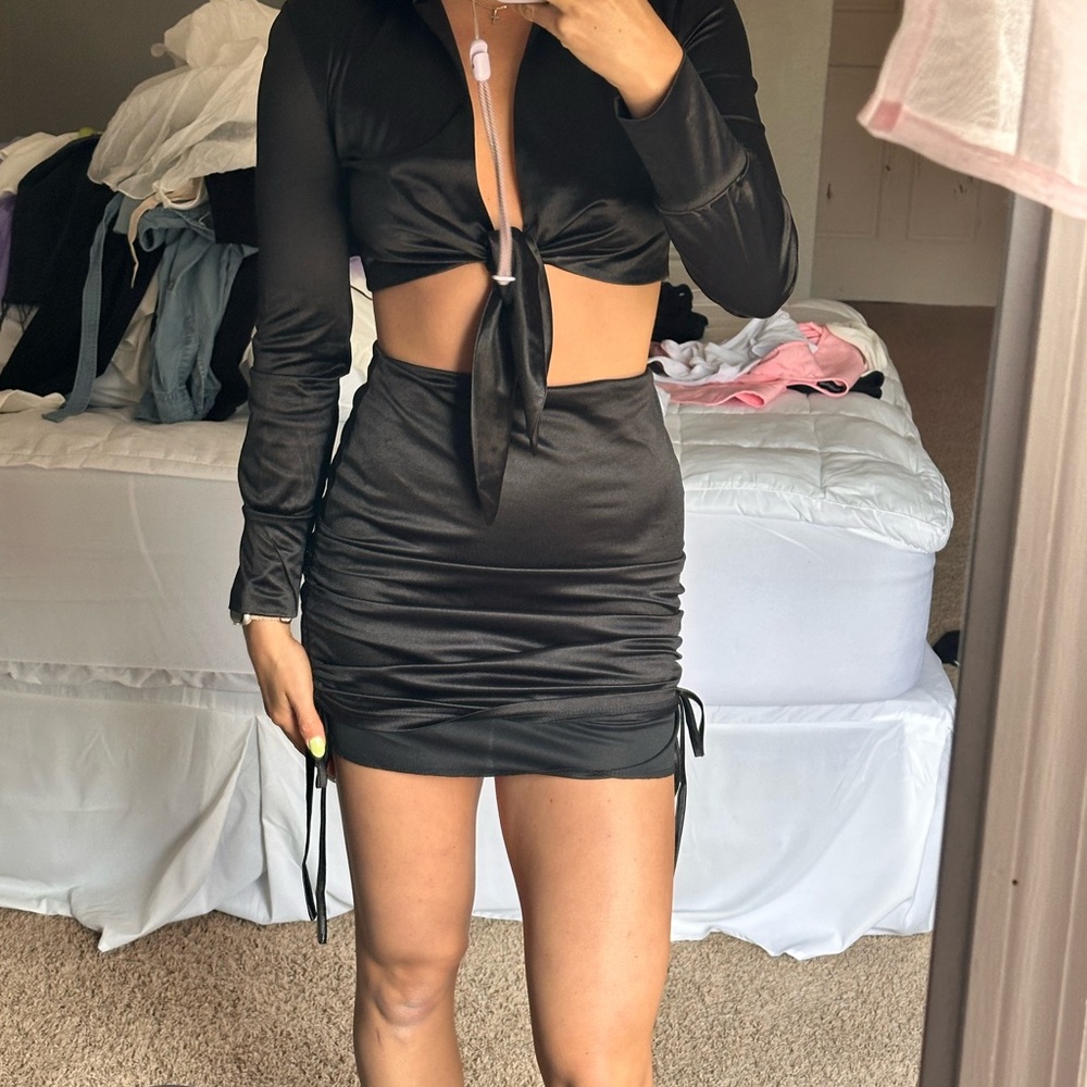 Black Tie-Front 2 piece set
